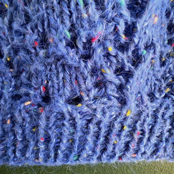 Blue Speckled Women's Crew Neck Sweater Handmade Soft Wool - Picture 10 of 16